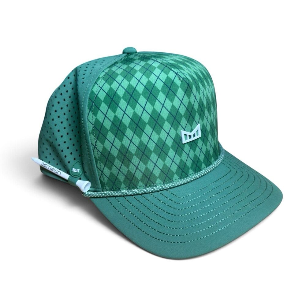 Melin Odyssey Links Hydro Hat Men’s XL Green Argyle Performance Snapback